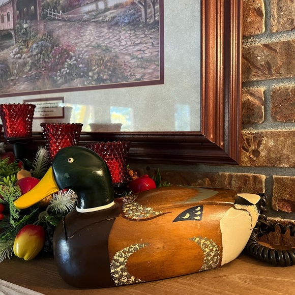 ⭐️ Rare Vintage Hand Carved Solid Maple Mallard Duck Telephone ‼️Last One Left! - Picture 10 of 12